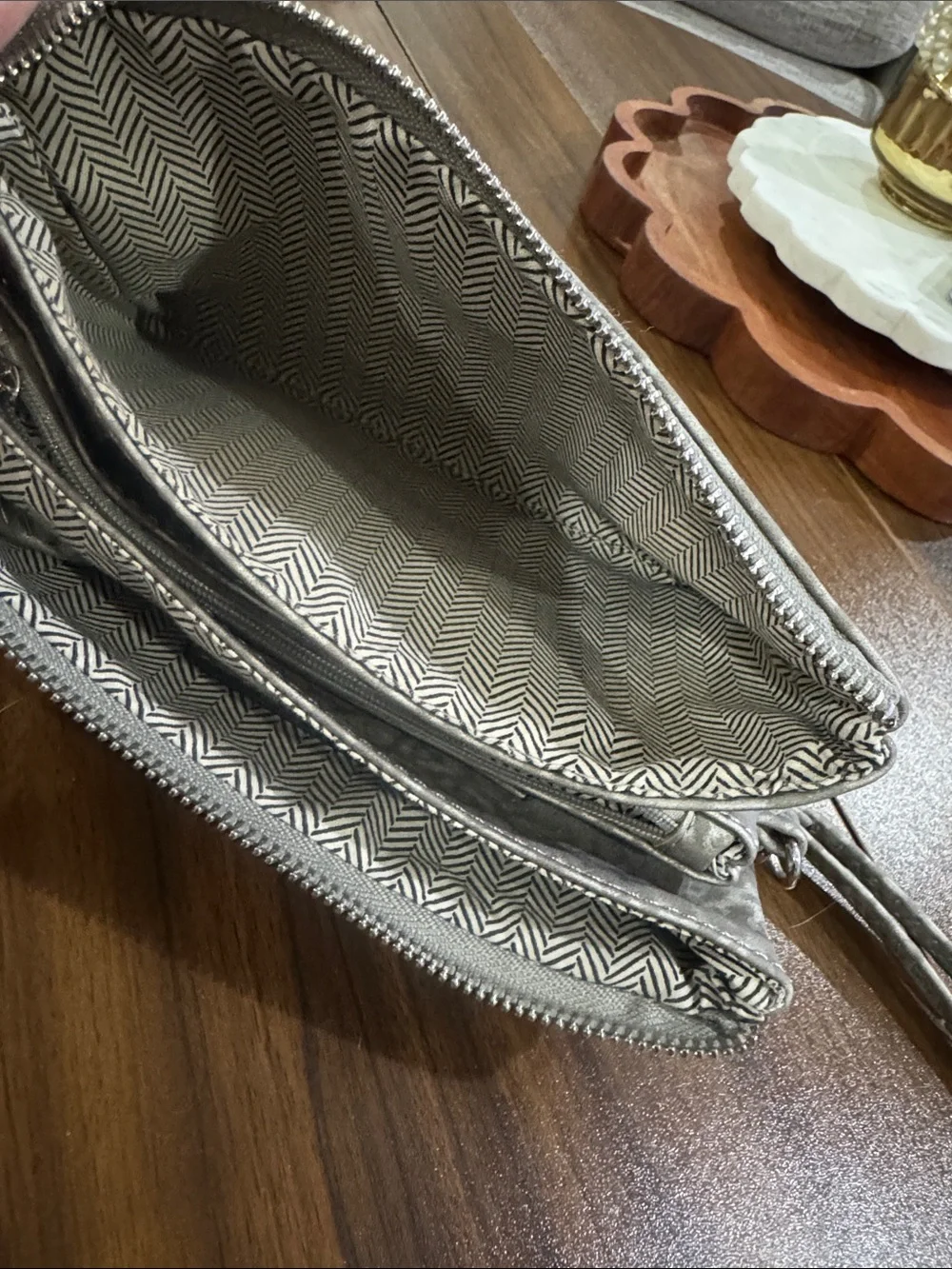 Neutral Gray Leopard Print Wristlet Clutch